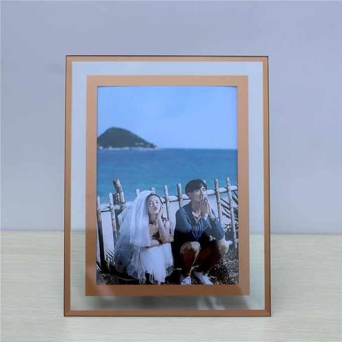 Rose gold mirror photo frame elegant display