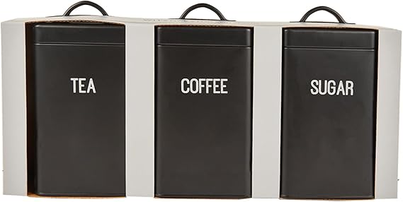 Black kitchen canisters bread bin storage set