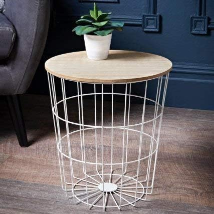 Geometric wire side table with round top