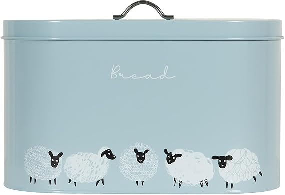 Sheep design tea coffee sugar jars with bread bin kitchen storage set