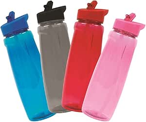 Coloured 750ml sports bottle with straw