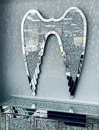 Diamond wings mirrored wall art crystal design