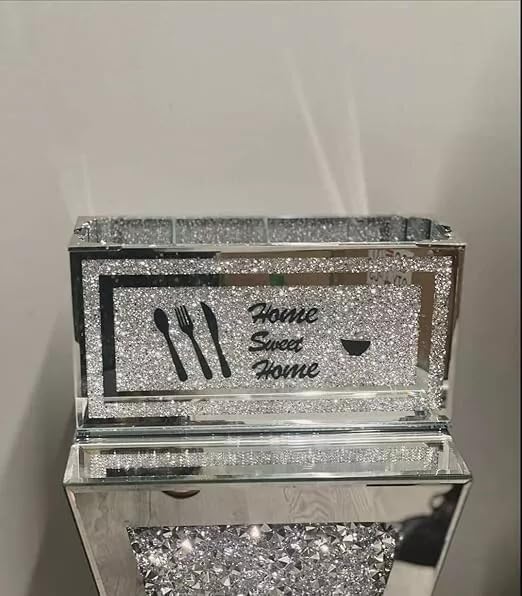 Mirrored cutlery holder crushed jewel utensil organiser