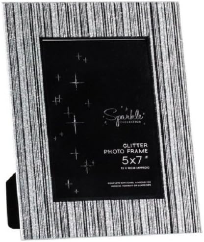 Glitter glass silver stripe photo frame 5x7