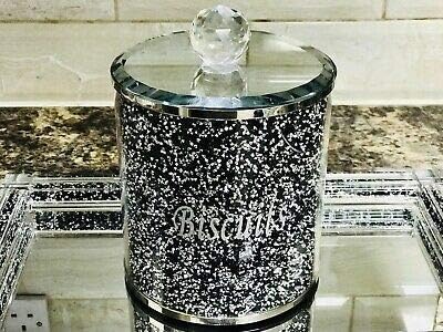 crushed diamond biscuit canister silver black kitchen jar