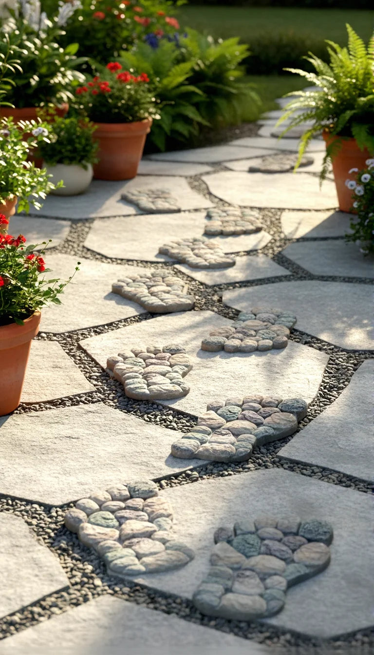 Concrete Footprint Garden Stepping Stones Set – Decorative Left & Right Feet