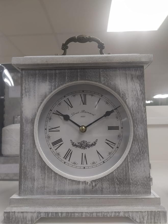 white mantel table clock roman numerals