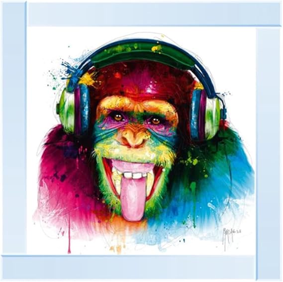 DJ monkey glitter wall art mirrored frame decor
