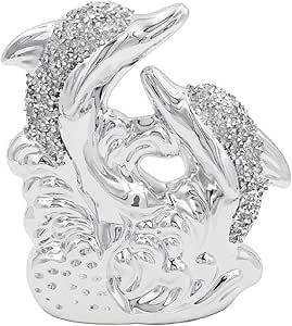 Twin dolphins ornament silver