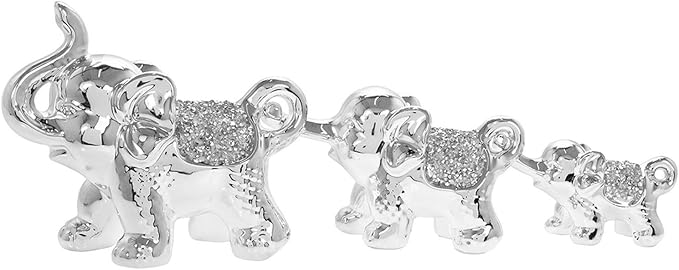silver sparkle elephant ornament set diamante decorative home décor gift