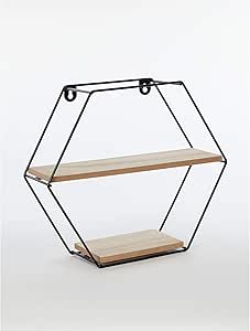 Black hexagonal wire shelf 26x29x10cm