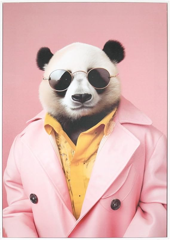 Panda framed wall art colourful home decor
