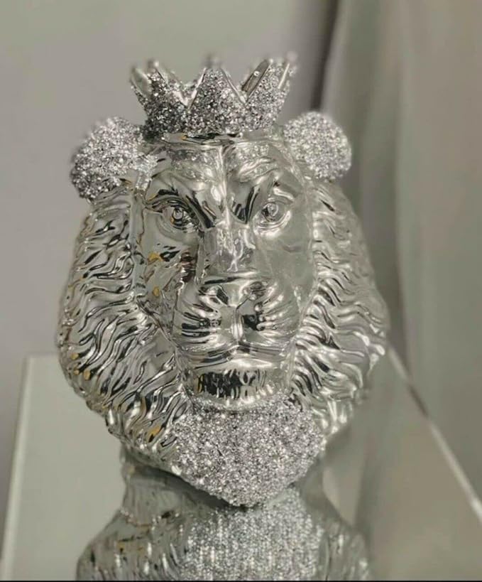 Crushed diamond sparkle lion king face ornament