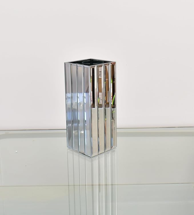 Mirrored strip glass vase modern decor