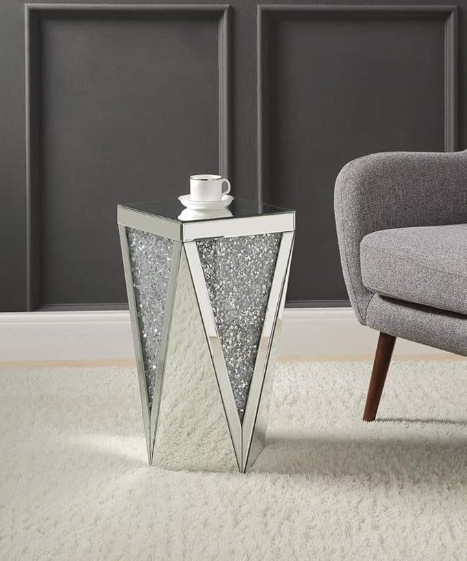 Diamond mirrored side table crushed glass modern living room furniture