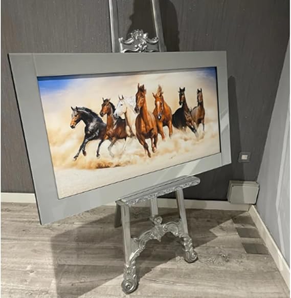 Running horses liquid art mirrored wall décor glitter wall art