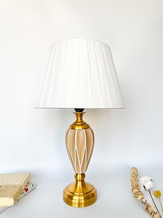 Faceted base table lamp white shade modern lighting