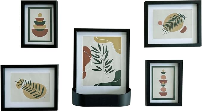 black picture frame shelf set wall mounted gallery decor