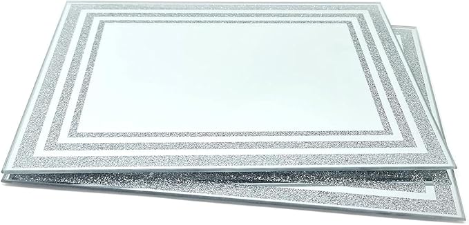 Mirrored glitter placemats and coasters dining table luxury decor set