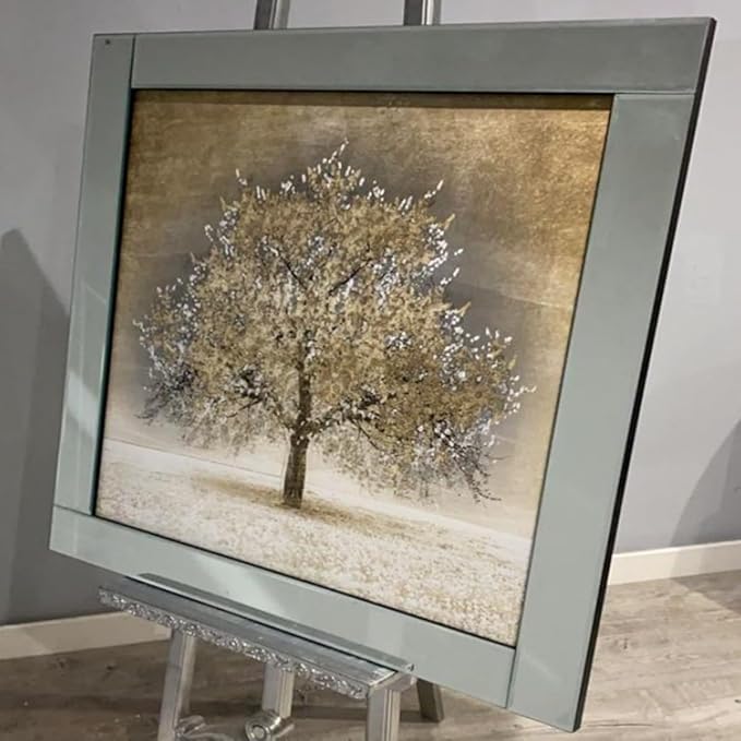 blossom tree mirrored wall art glitter frame