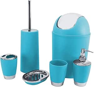 6 piece bathroom accessory set blue