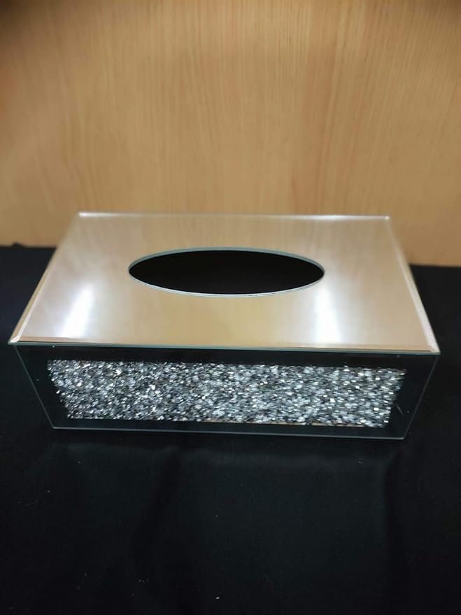 Silver ceramic tissue box holder
