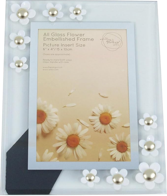 Glass flower embellished photo frame decorative picture frame 4x6