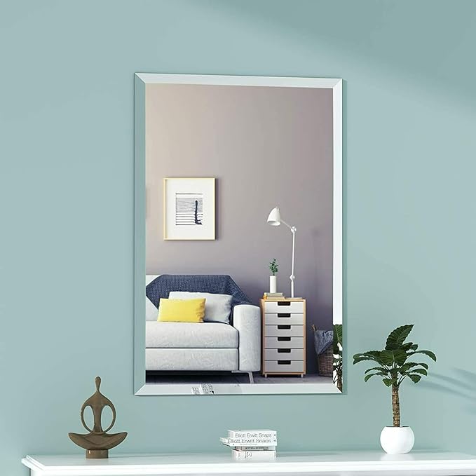 frameless rectangle wall mirror bevelled edges