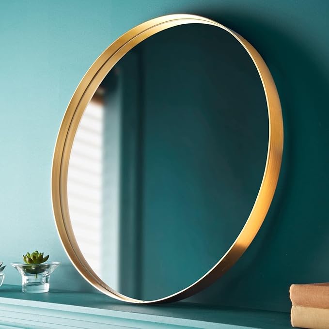 Gold frame round wall mirror modern decor