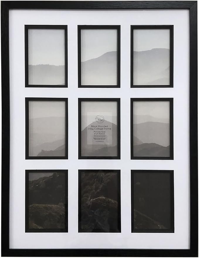 Black inlay collage photo frame wall mounted