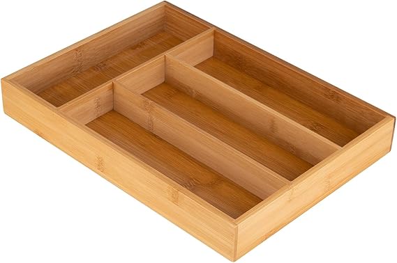 Bamboo expandable cutlery tray kitchen drawer organizer storage
