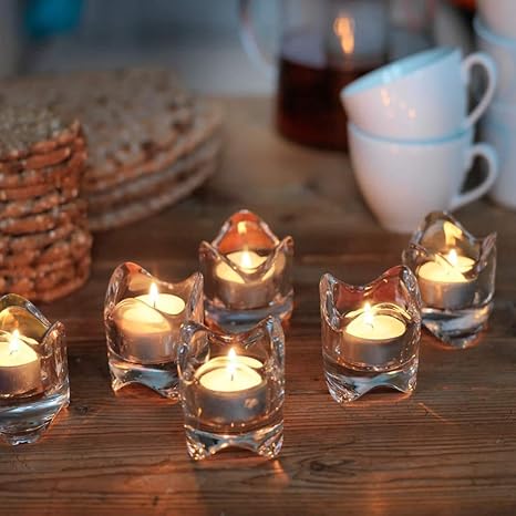 Crystal tealight candle holder set glass romantic table decor