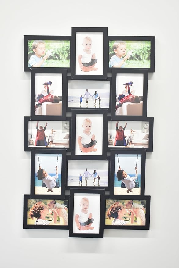 black 15 photo collage frame display
