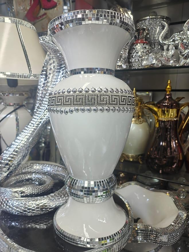 White ceramic mosaic crystal vase luxury flower vase