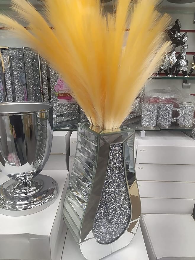 Luxury mirrored crushed diamond floor vase 40cm