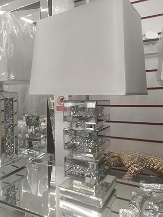 Crystal diamond table lamp with crushed crystal base modern bedside lighting décor
