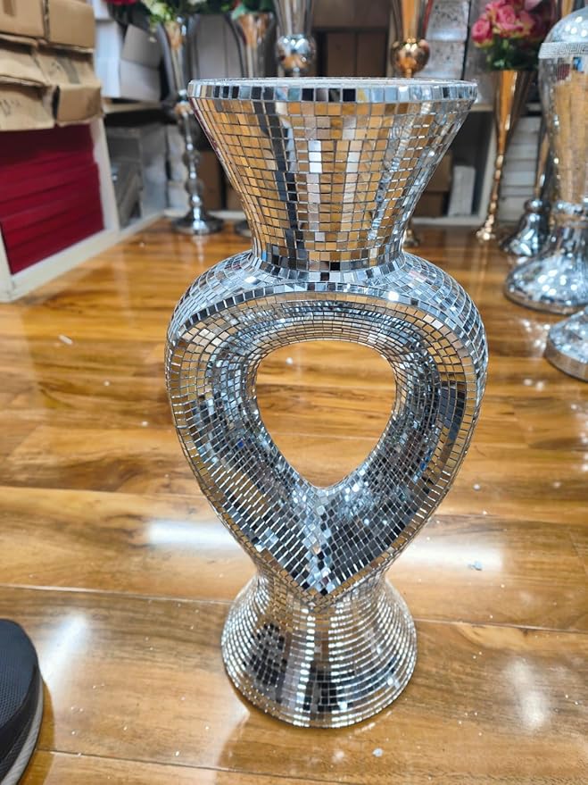 Silver mirrored ceramic vase decorative design