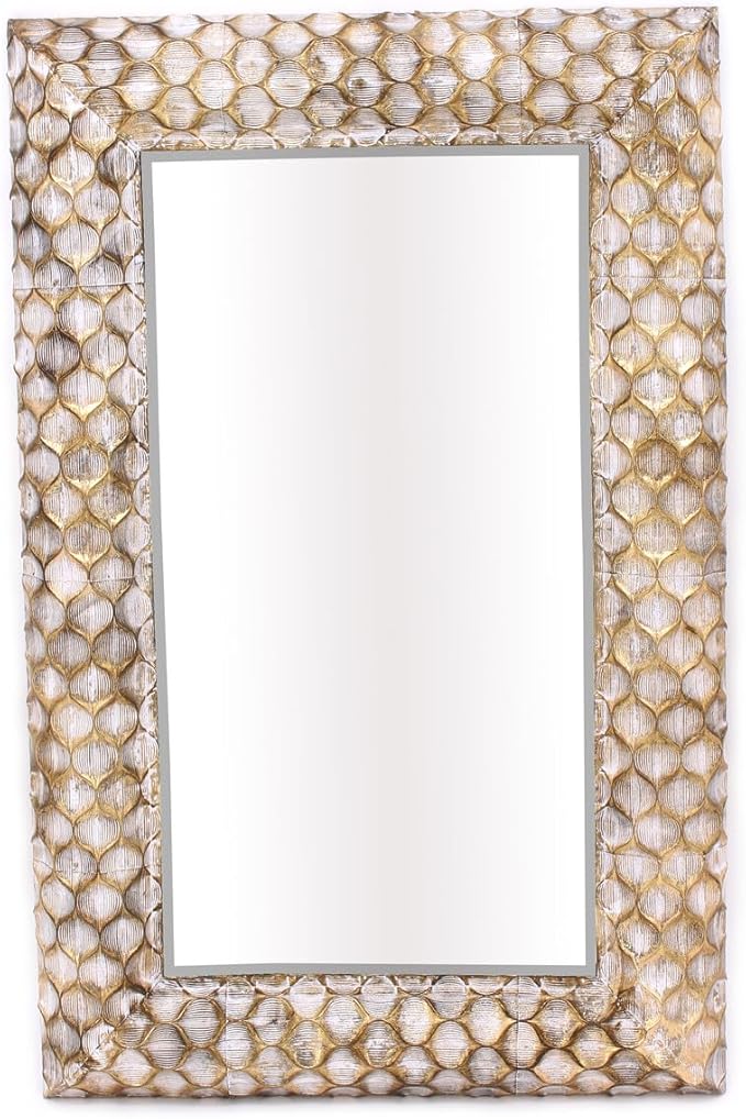 Honeycomb gold wall mirror metal frame modern geometric mirror décor