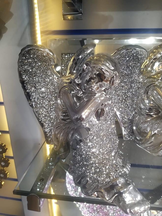 crushed diamond angel ornament silver sparkle shelf décor gift
