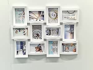 white collage photo frame wall mounted