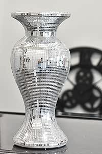 silver mosaic mirror decorative flower vase home decor