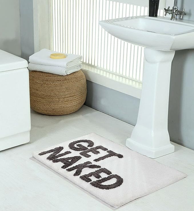 Grey white get naked bath mat
