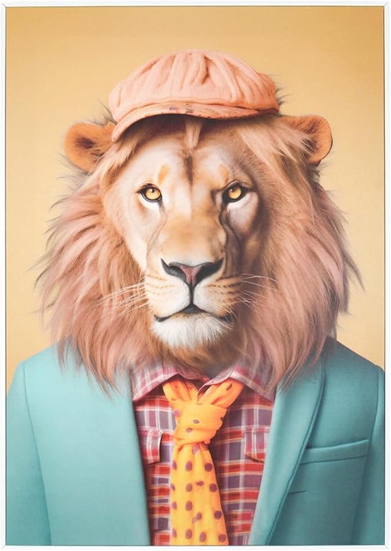 colourful lion wall art framed animal print decor