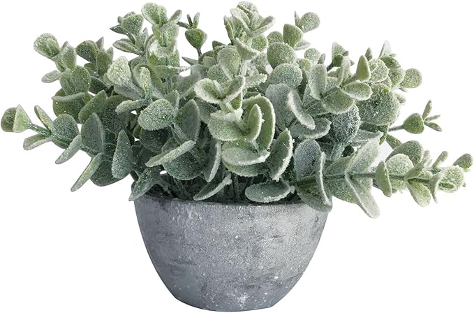 Sparkle eucalyptus artificial plant in silver pot