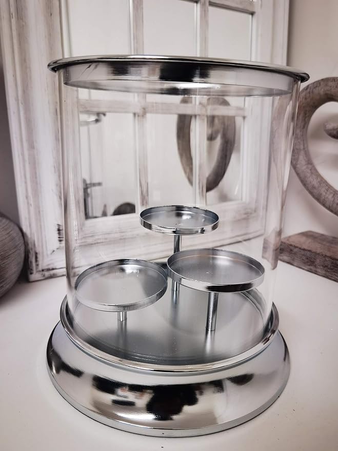 Set of 3 framed glass tea light candle holders