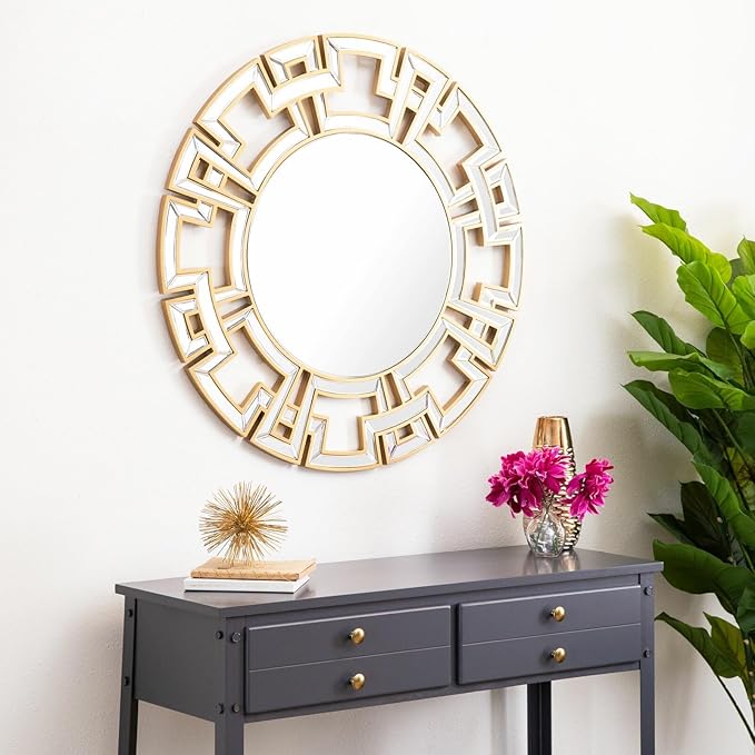 large gold round wall mirror modern living room decor
