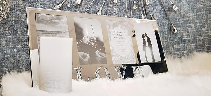 Crystal effect love collage frame for 3 photos
