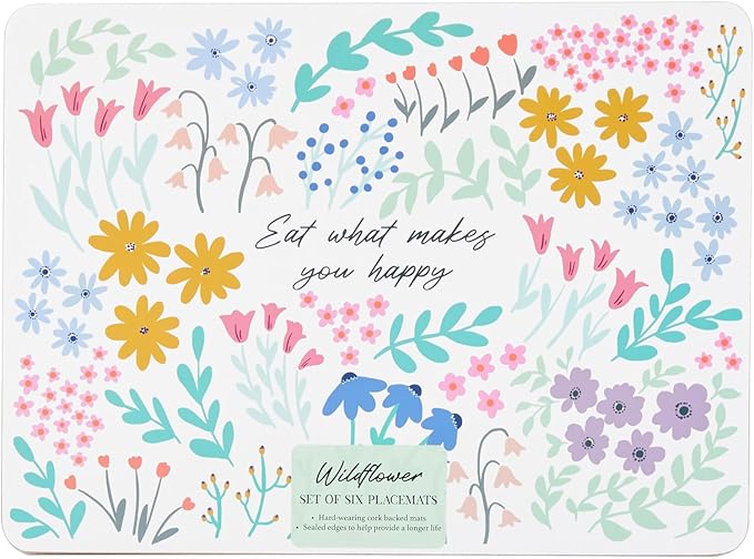 Wildflower placemats set floral dining table mats