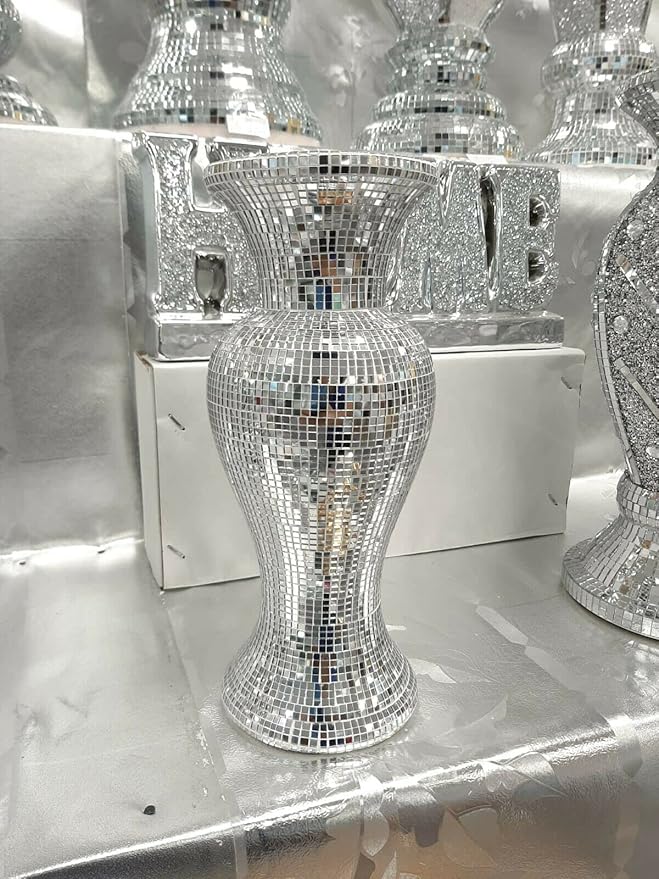 silver diamante flower vase decorative vase