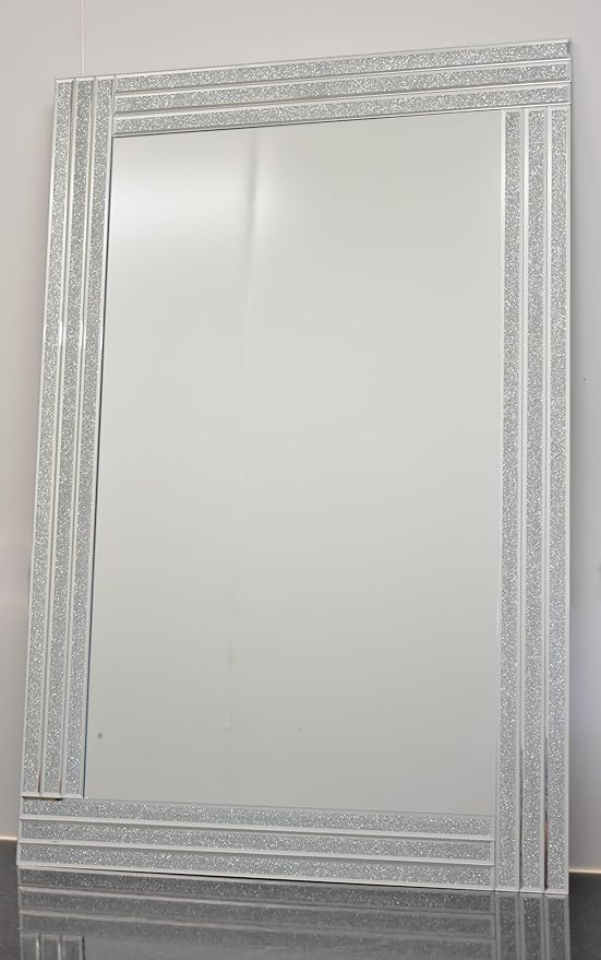 Silver triple edge glitter mirror frame 40x60cm